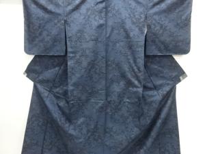 未使用品　草花模様織り出し手織り紬着物